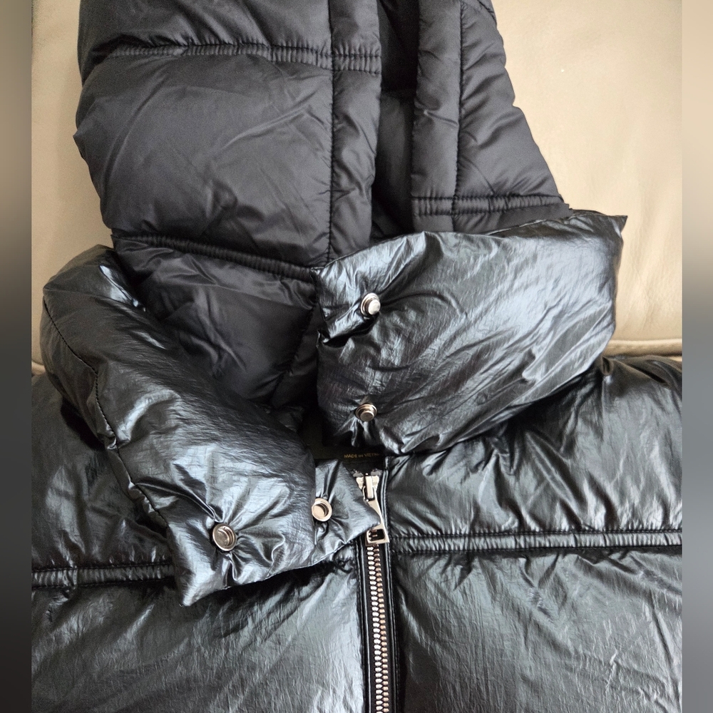 NWT - Massimo Dutti Women's Water Repellent Metallic Puffer Jacket - Size XL - Picture 7 of 15